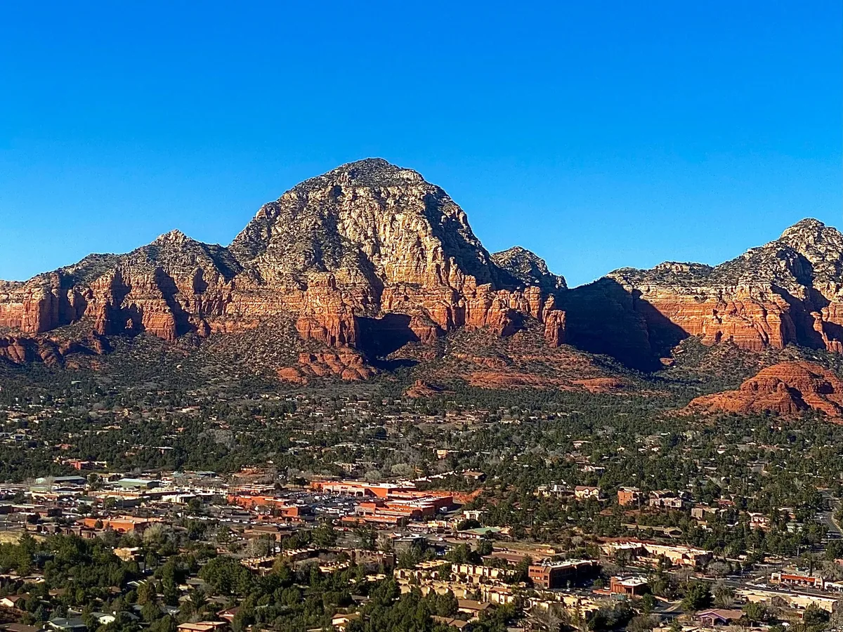 Sunset over Sedona's red-rock landscape from Airport Mesa